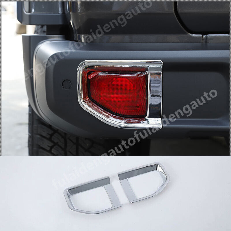 for Jeep for Wrangler JL 2018-2022 Chrome Car Rear Bumper Fog Light Lamp Frame Trim