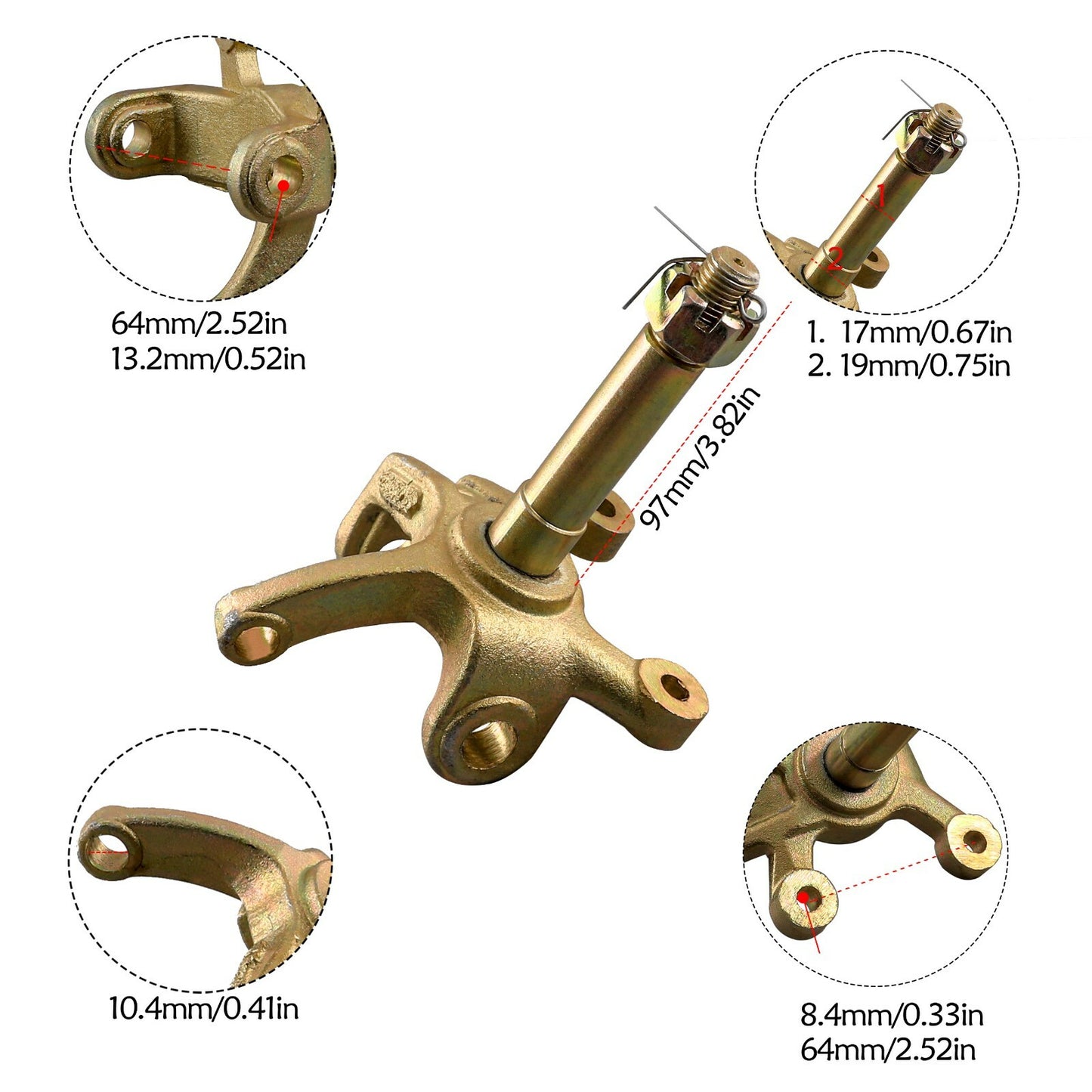 3-Screw Front Wheel Hub Steering Joint Brake Assembly for All-Terrain Vehicles and Go-Karts (4 Wheels)