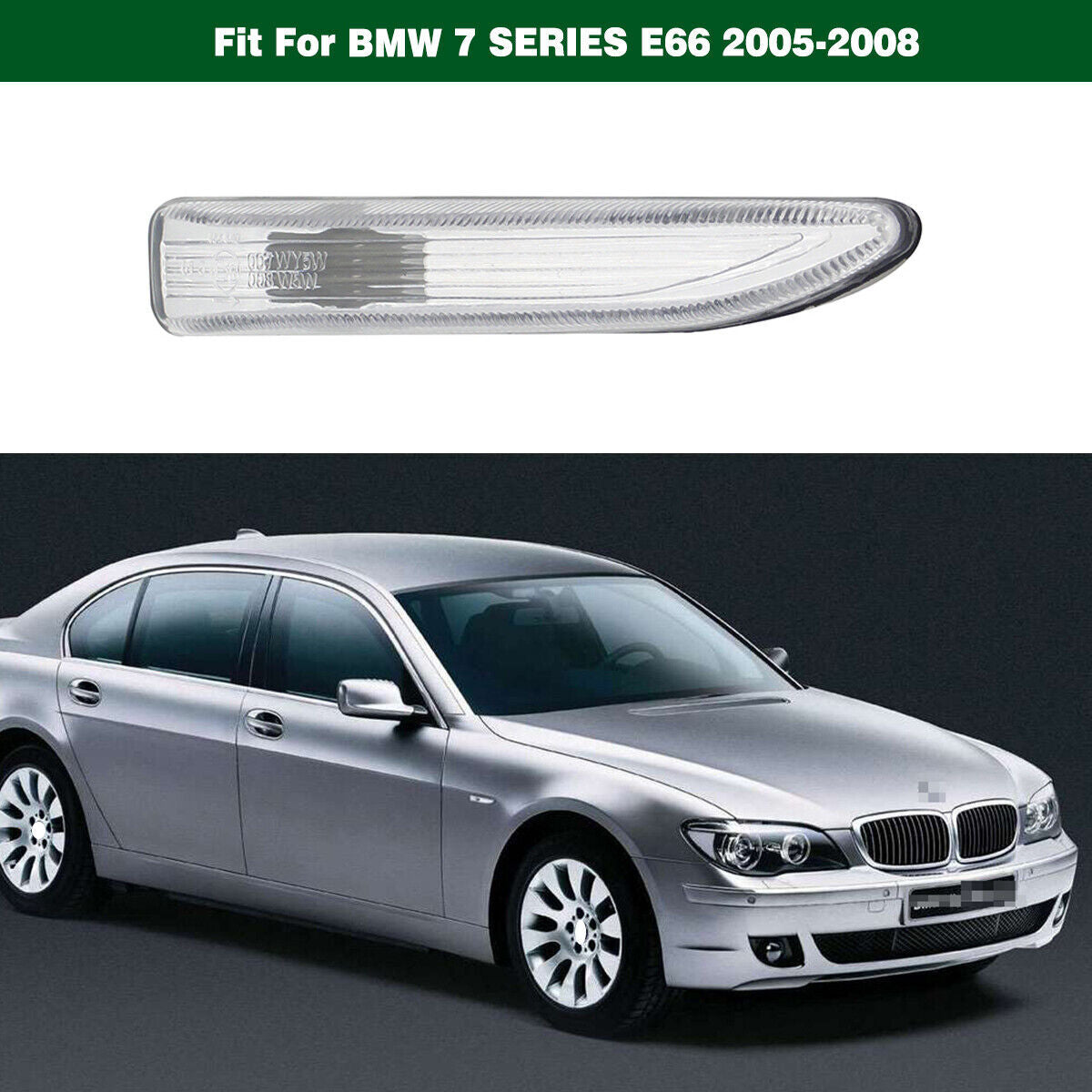Right White Fender Side Marker Light 63137164758 for BMW 7SERIES E66 2005-2008