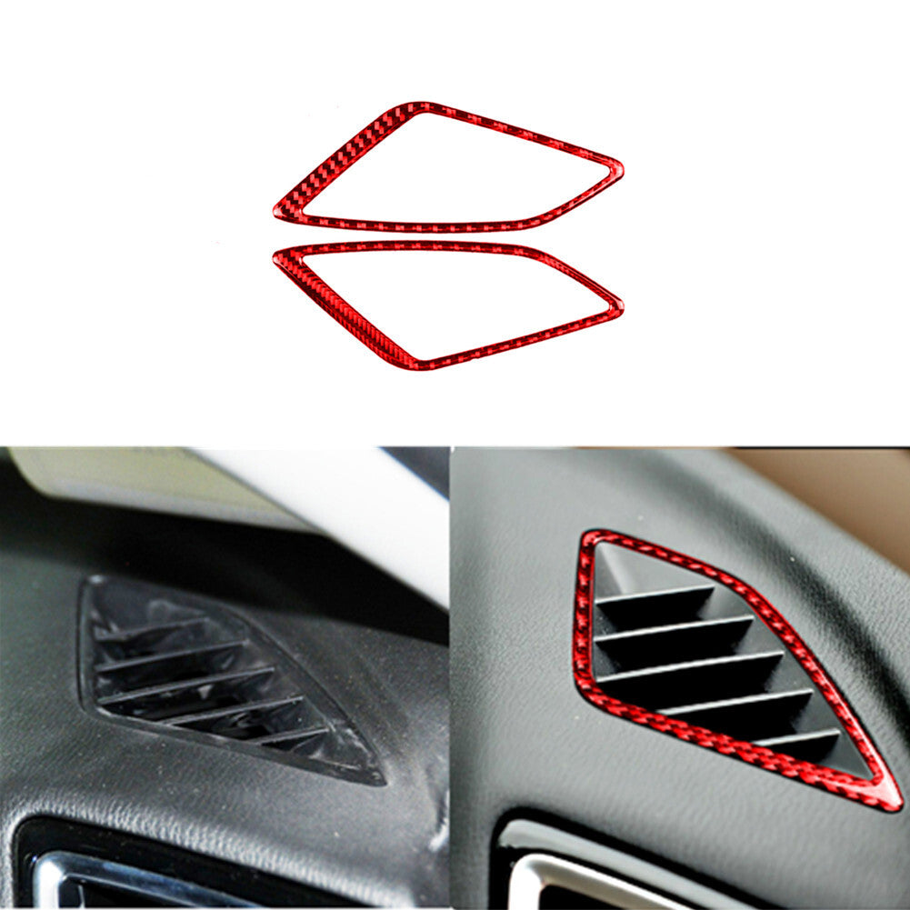 2x Red Carbon Fiber Dashboard Air Vent Outlet Trim for Mazda 3 Axela 2014-2018