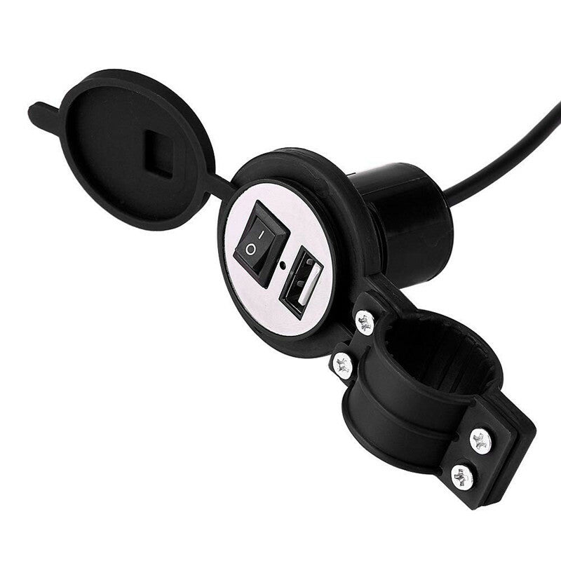 Universal Motorcycle Bike ATV Button Cell Phone GPS Mount Holder USB Charger Kit