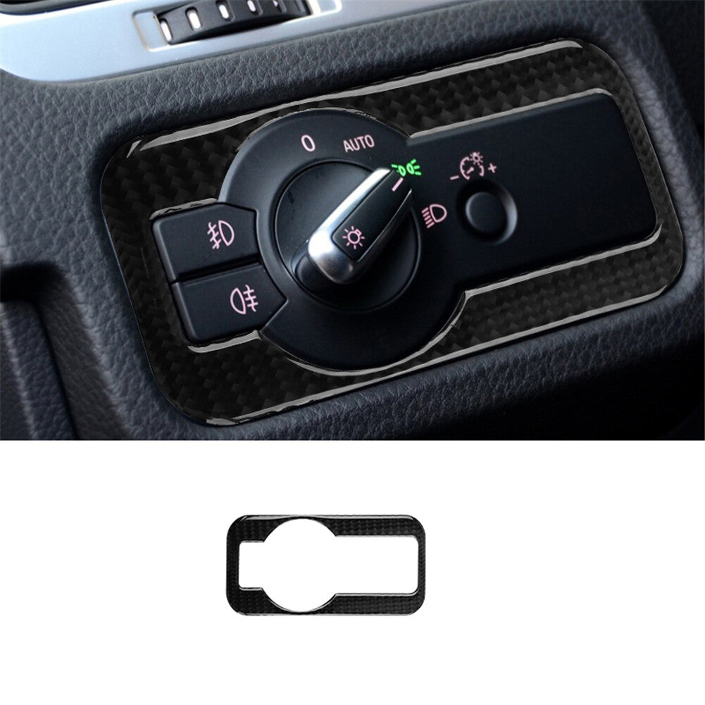 Headlight Switch Trim Cover Decoration Carbon Fiber for VW Touareg 2011-2018