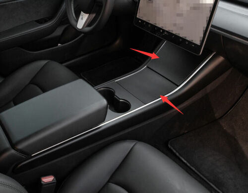 gloss black Center Console Water Cup Panel trim 4pc for Tesla Model 3 2017-2023