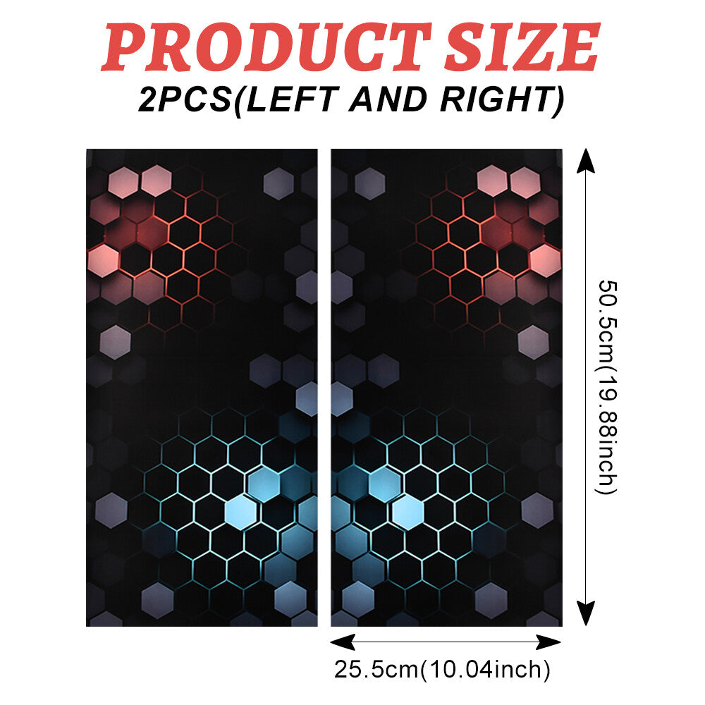 2x BlueRed Honeycomb Car Stickers B Pillar Waterproof Center Column Decal