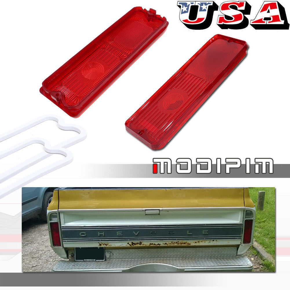 A pair of taillights with lenses and washers for 1967-1972 for Chevrolet for GMC trucks.