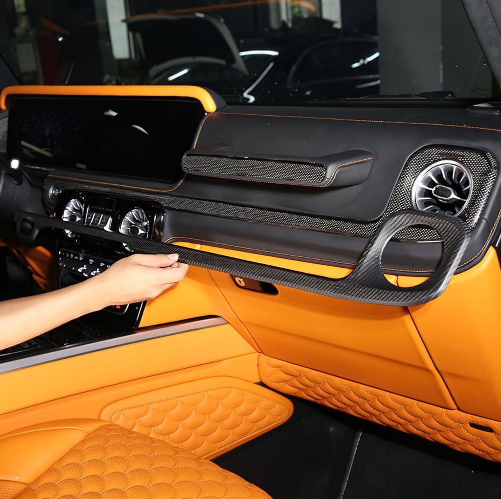 For G-Class W464 G500 G63 19-23 Matte Carbon Dashboard Air Vent Panel Cover Trim