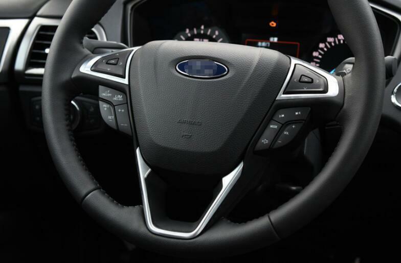for Ford Mondeo Fusion 2013-2020 Black Titanium Steering Wheel Decor Cover Trim