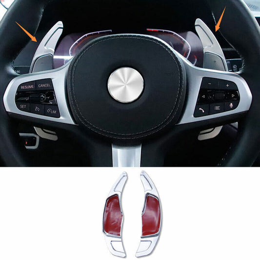 for BMW X5 G05 2019-23 Silver Aluminum Steering Wheel Shift Paddle Extension 2P