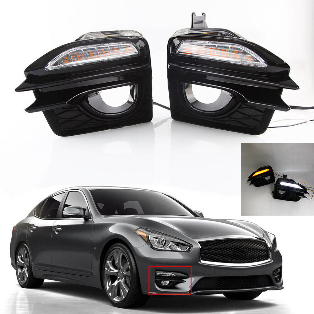 Pair Turn Signal Light Lamp Kit Yellow White Light for INFINITI Q70L 2015-2019