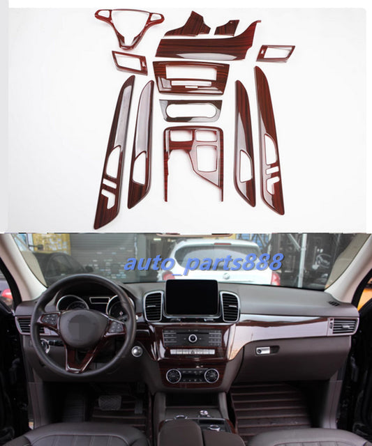 Red Wood Grain Full Interior Kit Cover Trims for Benz GLE W166 GLS X166 2016-19