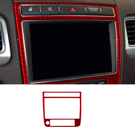 Red Navigation Frame Trim Cover Type-A Carbon Fiber for VW Touareg 2011-2018