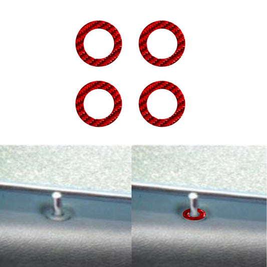 4Pcs Red Carbon Fiber Door Lock Ring Cover Trim for Chrysler 200 2011-2014
