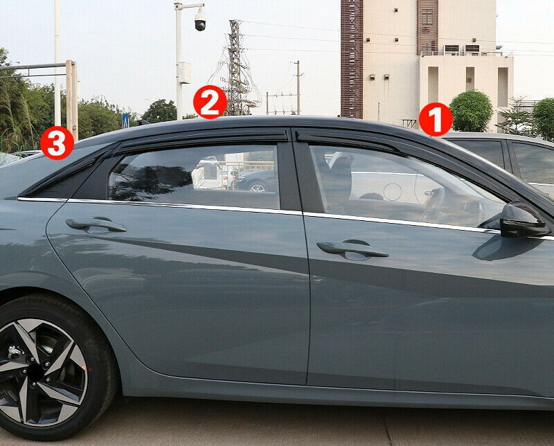 6x for Hyundai for Elantra 2021-23 Black Window Visor Vent Shade Sun Rain Guard Trim
