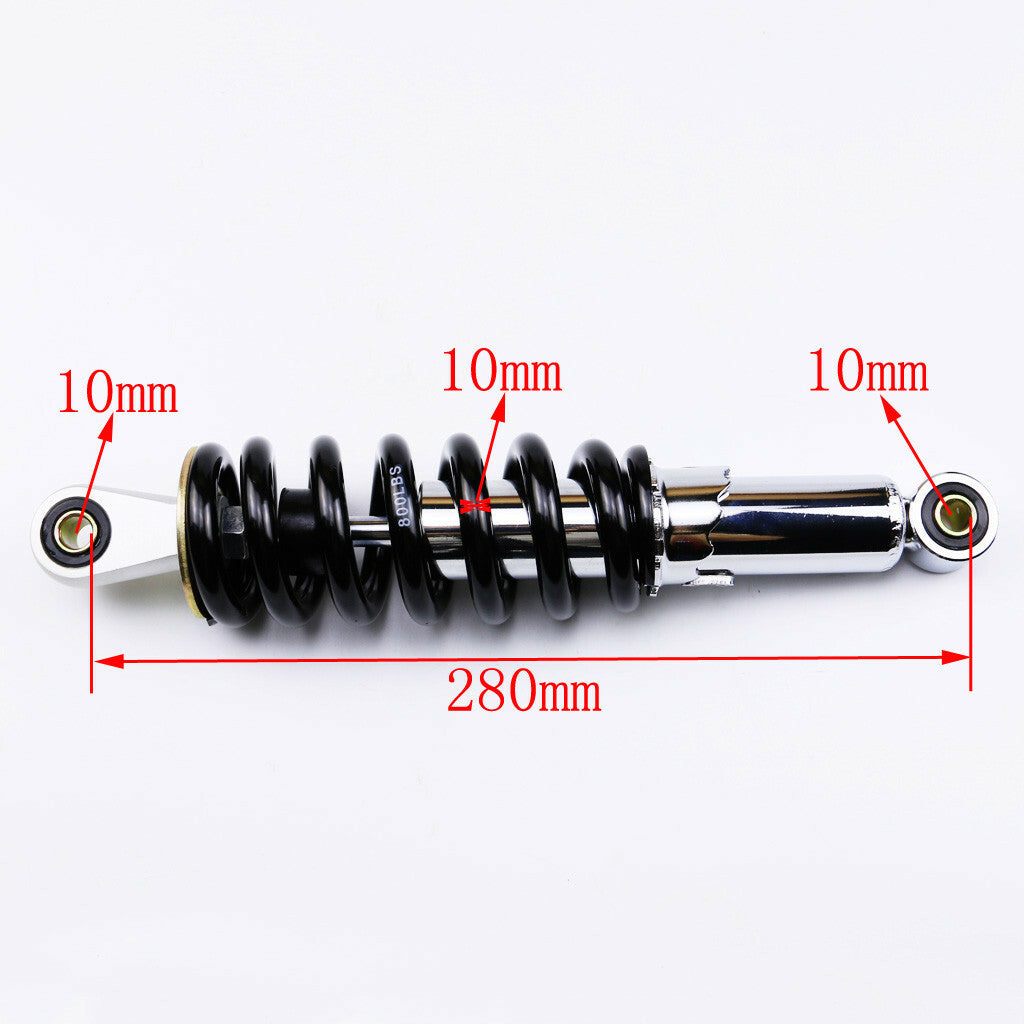 2 x 280mm 11-inch motorcycle rear shock absorber suspension for dirt pits, bicycles, and all-terrain vehicles weighing 800 lbs.