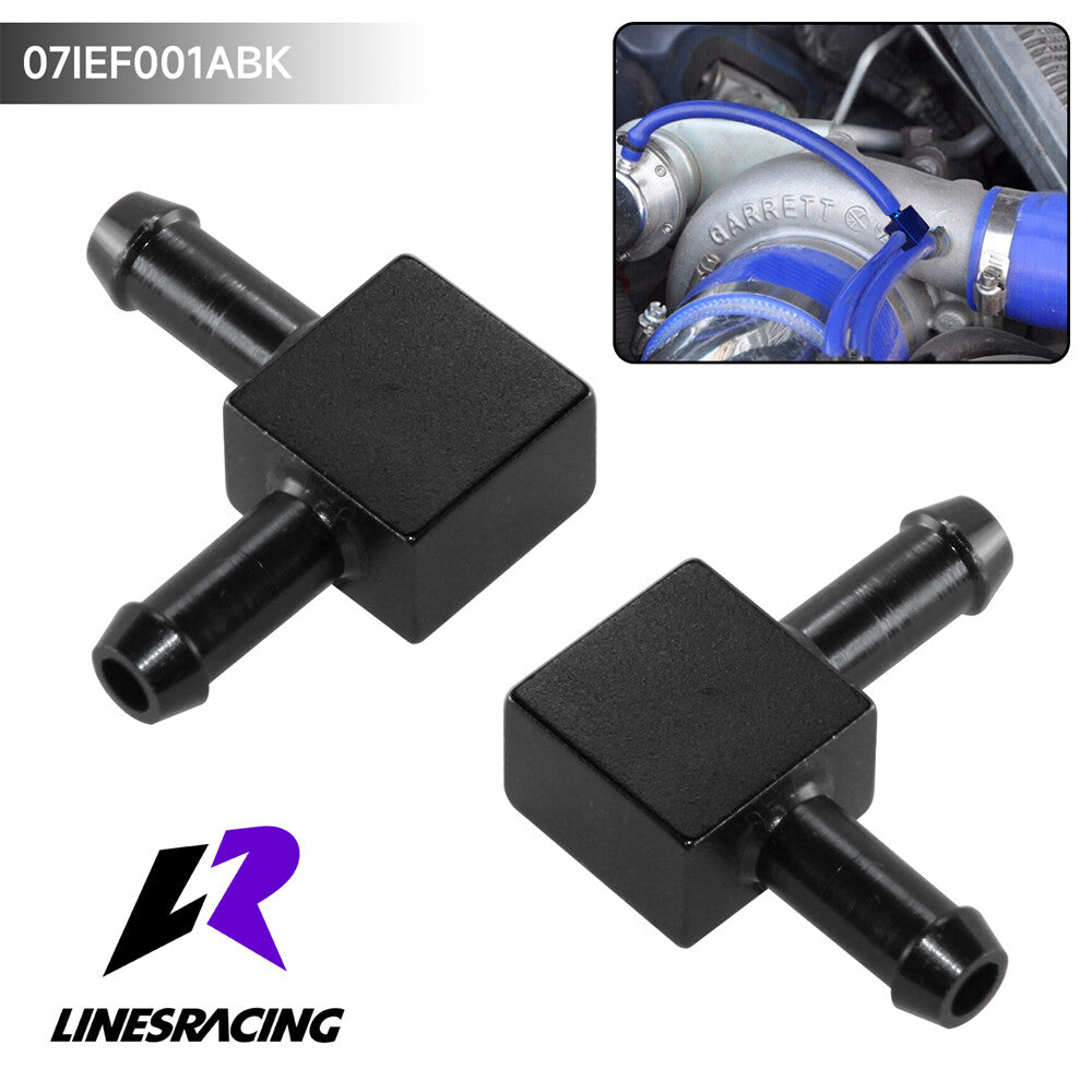 2pcs Aluminum 2 Way Tubing Tee Vacuum Connector Water Air Pipe Joiner Black