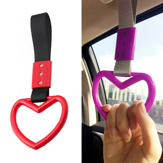 Heart Tsurikawa Ring Train JDM Bus Handle Hand Strap Drift Charm Tools Black+Red