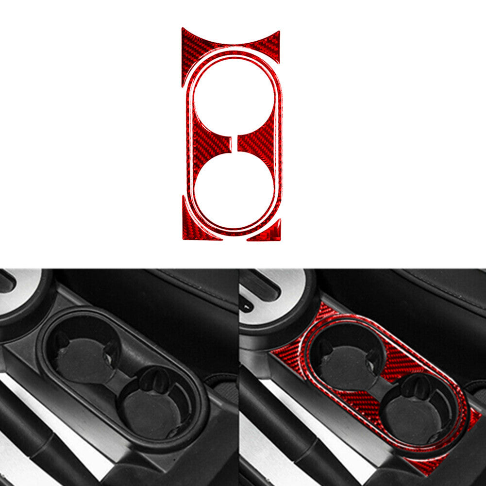 5Pcs Red Carbon Fiber Center Console Cup Holder Trim for Jeep for Wrangler 2007-2010