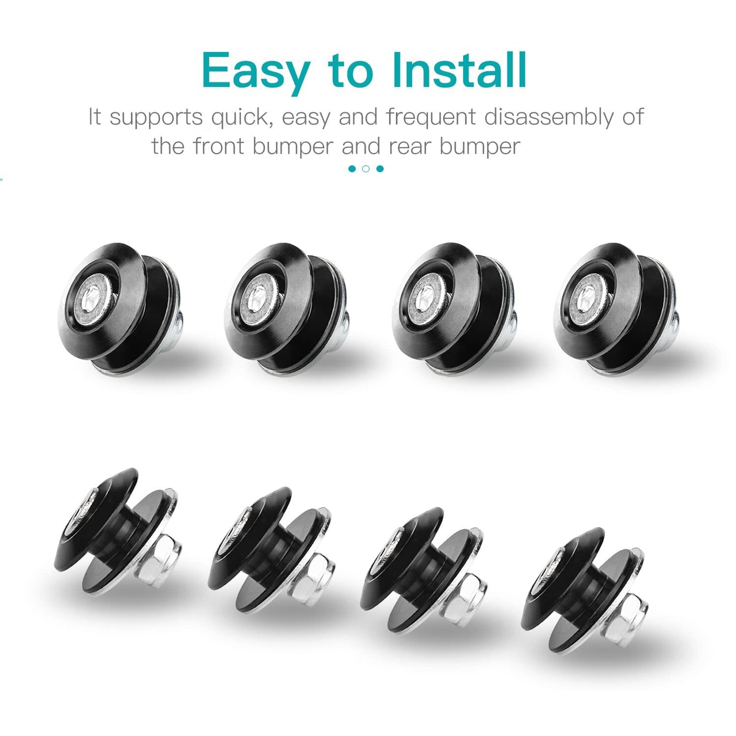 8-Piece Car Bumper Quick Release Front and Rear Bumper Fasteners, Trunk Mudguard Clips (Black)