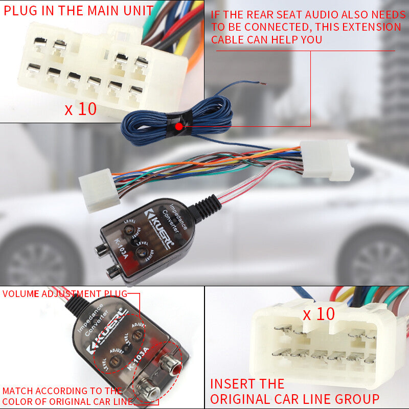 Add An Amplifier Adapter w/Amp Turn On Wire for select for Toyota for Lexus for Scion for Subaru