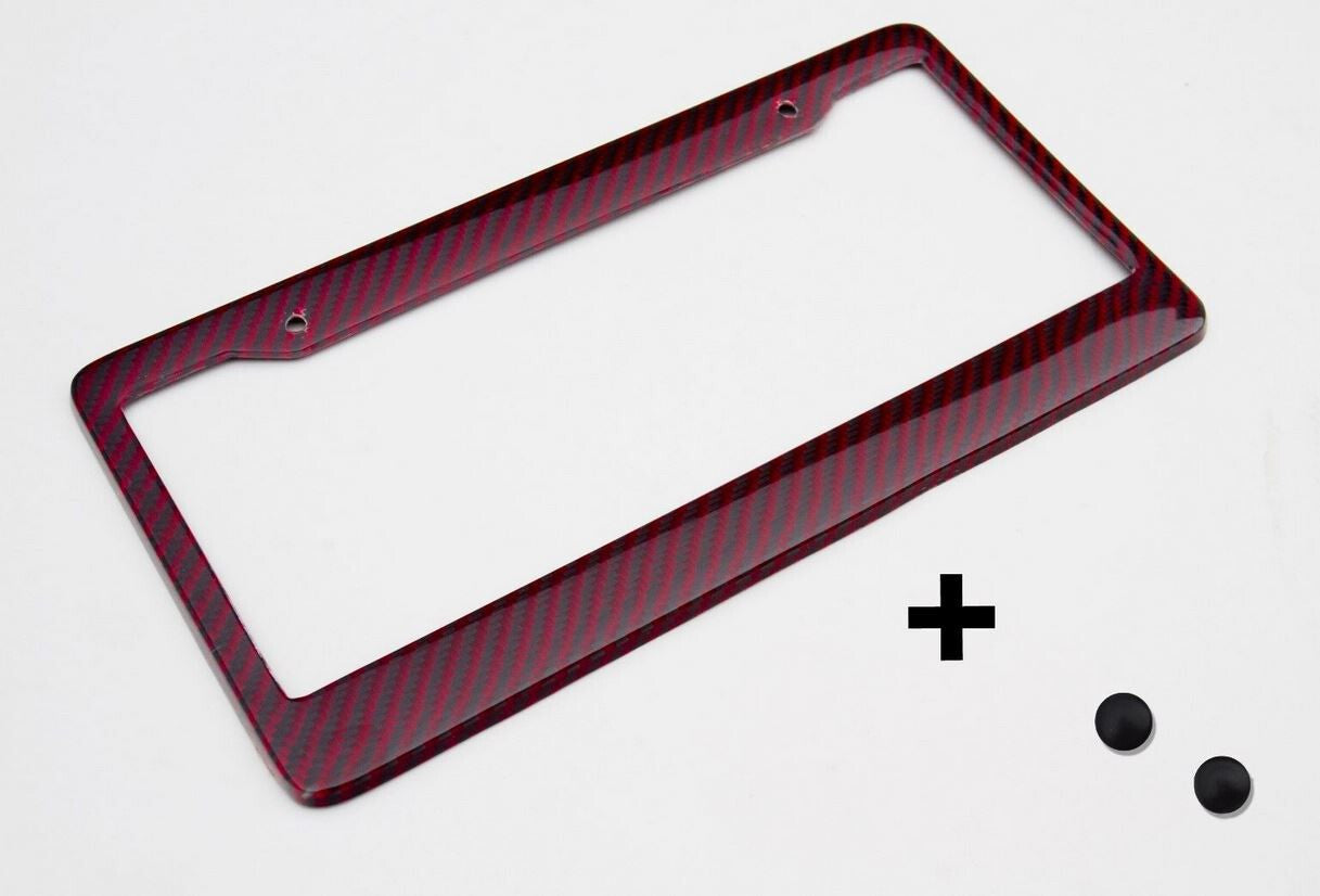 Car license plate frame cover, rear trunk boot, red carbon fiber, suitable for Mercedes-Benz