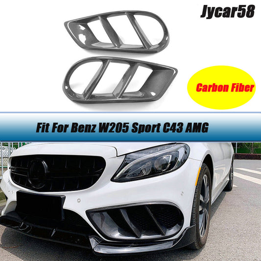 for Benz C Class W205 Sport C43 15+ Front Bumper Air Vent Cover Fog Grill Trim