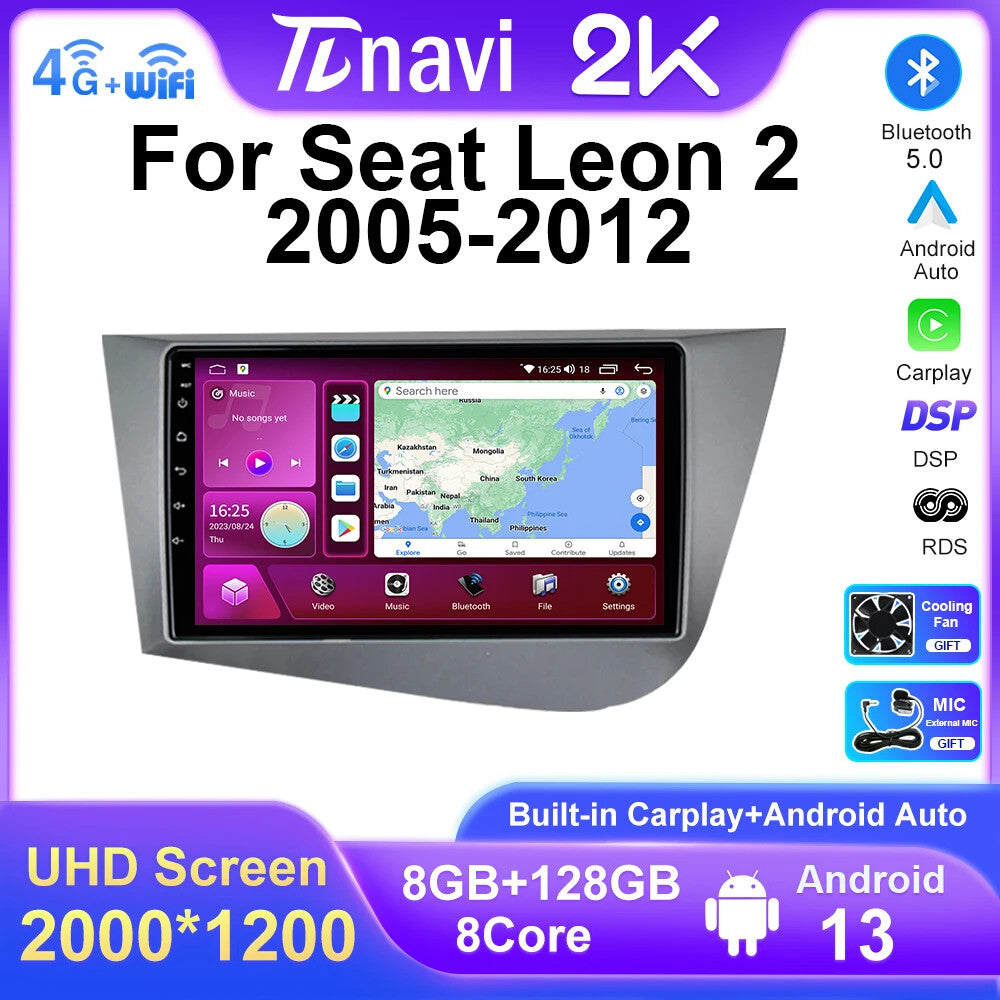 Android CarPlay Car Radio for Seat Leon 2 MK2 2005-2012 Stereo GPS Player Screen