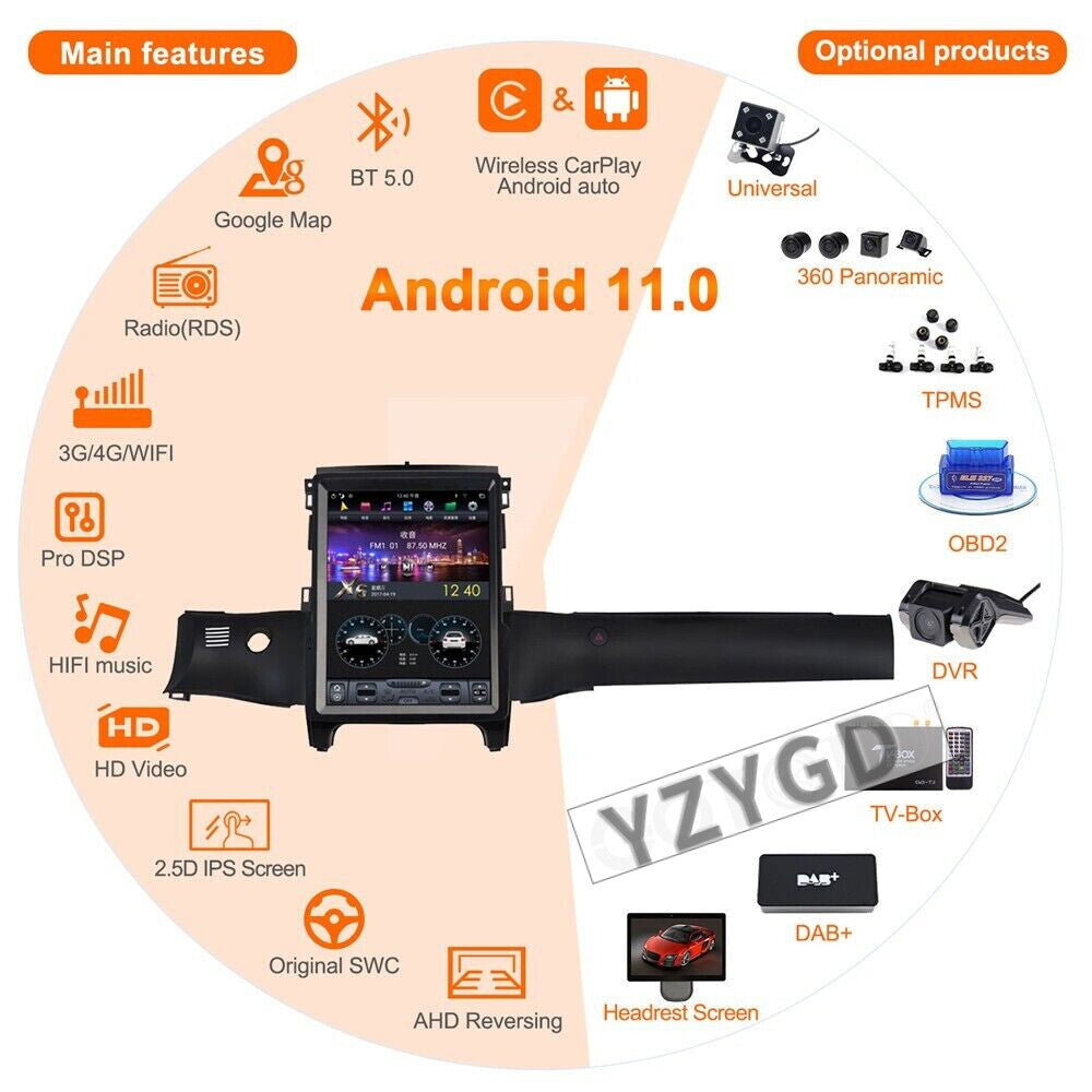 for Ford Ranger 2018-2020 Android Carplay Car Radio Stereo 64GB Receiver Screen