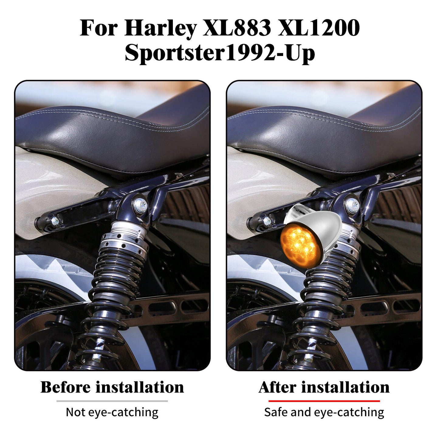 Chrome Rear Turn Signals Amber Light Bracket for Harley Sportster 883 1200 92-22