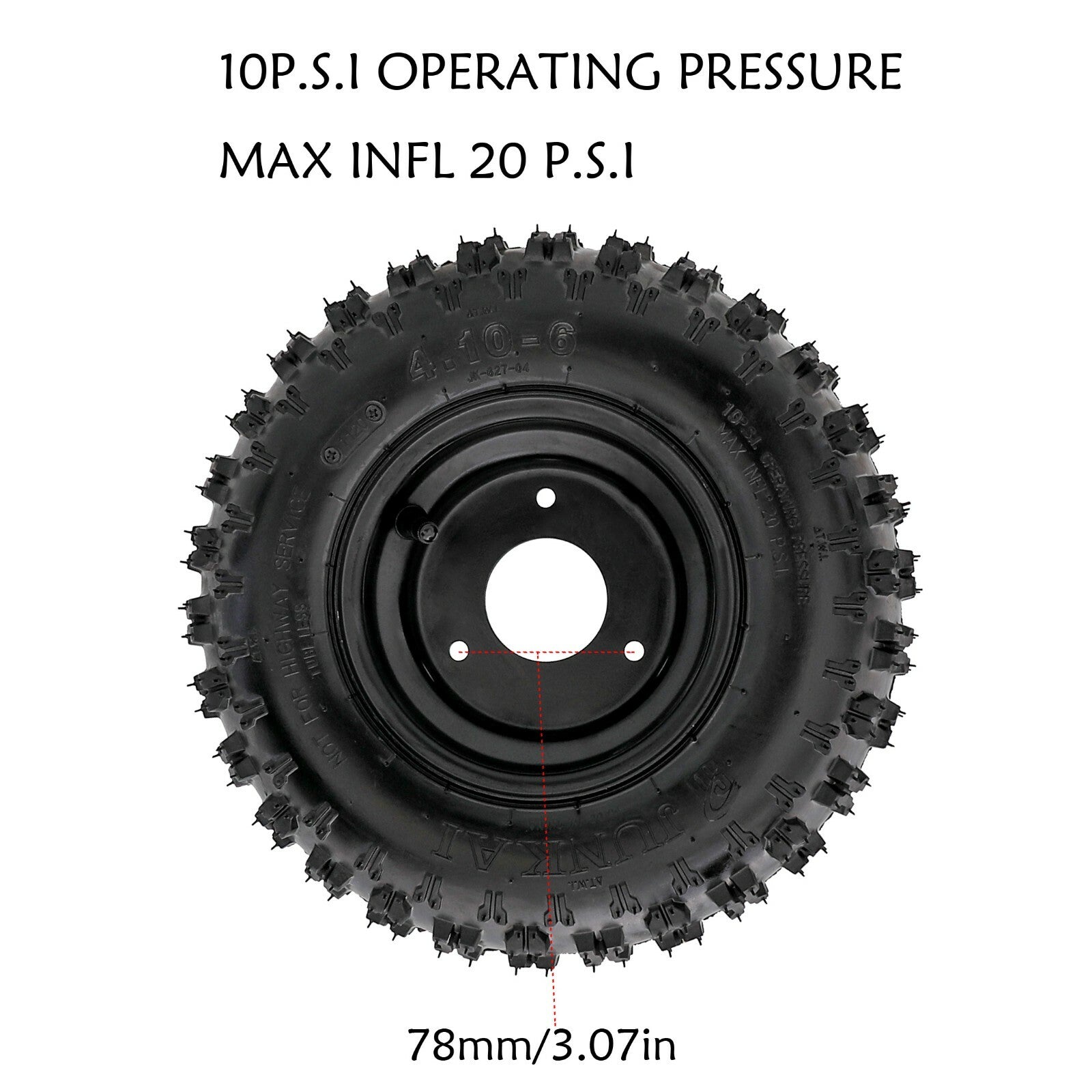 2x 4.10-6 Inch Tyre Rim 3 Stud Wheel For Go Kart Trike Mobility Scooter ATV