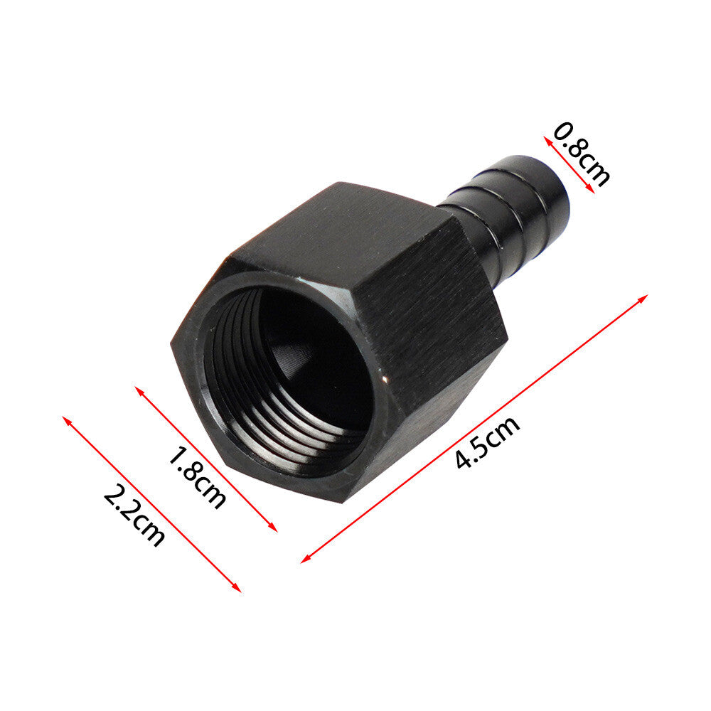 2-piece connector hose end straight 3/8 inch Barb to 8AN female rotary aluminum anodized