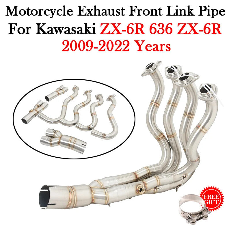 Slip-On Muffler Front Link Pipe for KAWASAKI ZX6R 636 2009-22 Motorcycle Exhaust