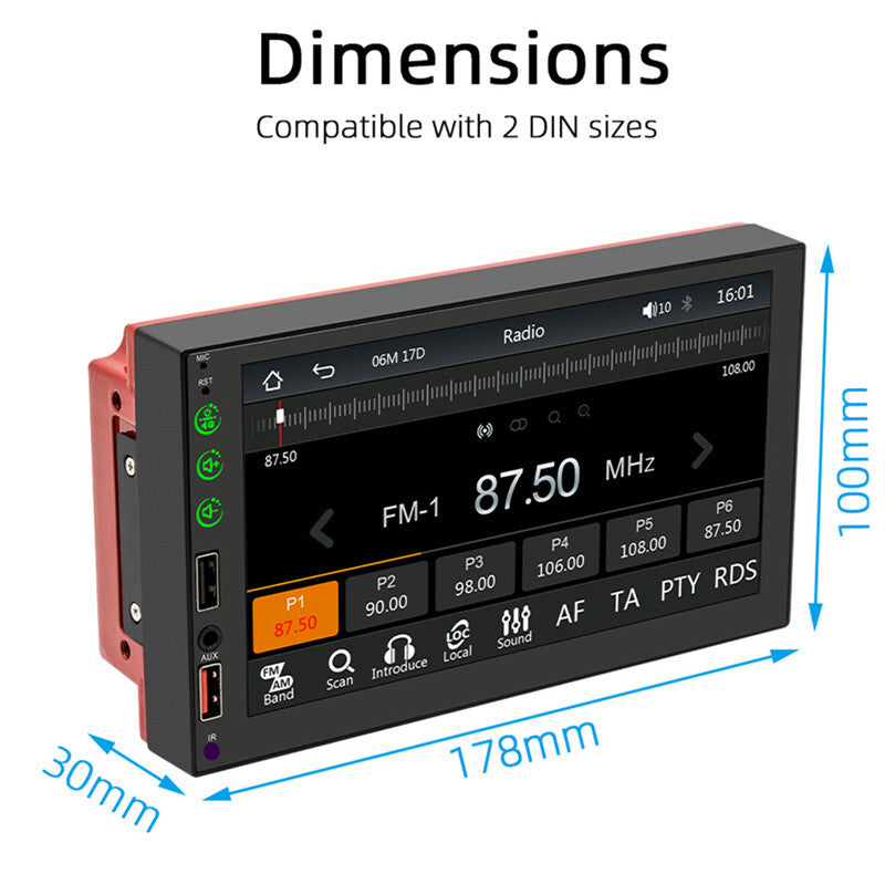 7inch Car Radio Bluetooth Stereo Android-Auto Automotive MP5 Multimedia CarPlay