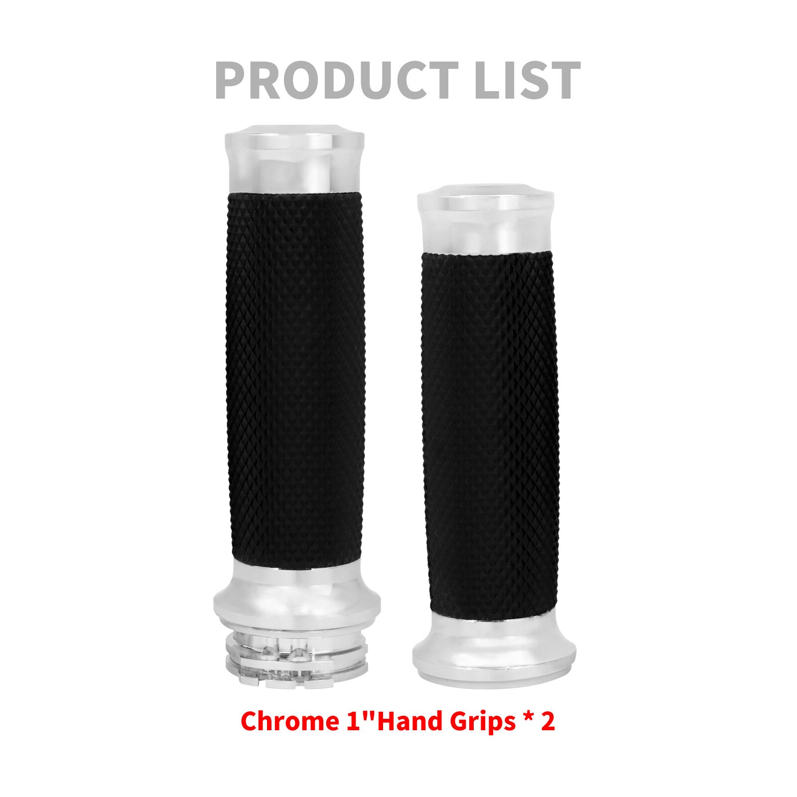 1 Black Handle Bar Hand Grips Fit for Harley Touring Sportster XL883 Chrome