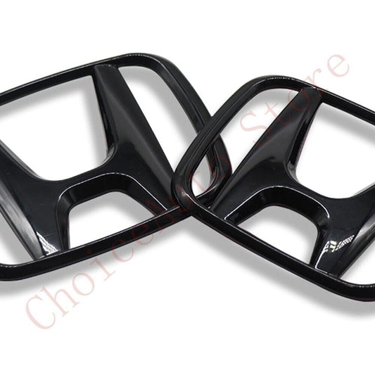 2-Pack H FE Glossy Black Embroidered Badges for Front and Back on H+ for CIVIC FE SEDAN 2021-2023