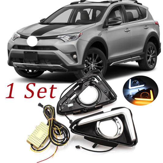 for Toyota RAV4 2016-2018 LED Daytime Running Lights Fog Light Turn Signal Lamps