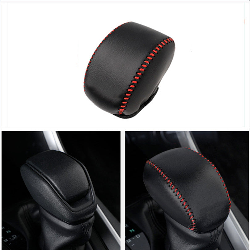 Black Leather Hand-stitched Gear Shift Knob Cover Trim for Toyota Venza 2021-23