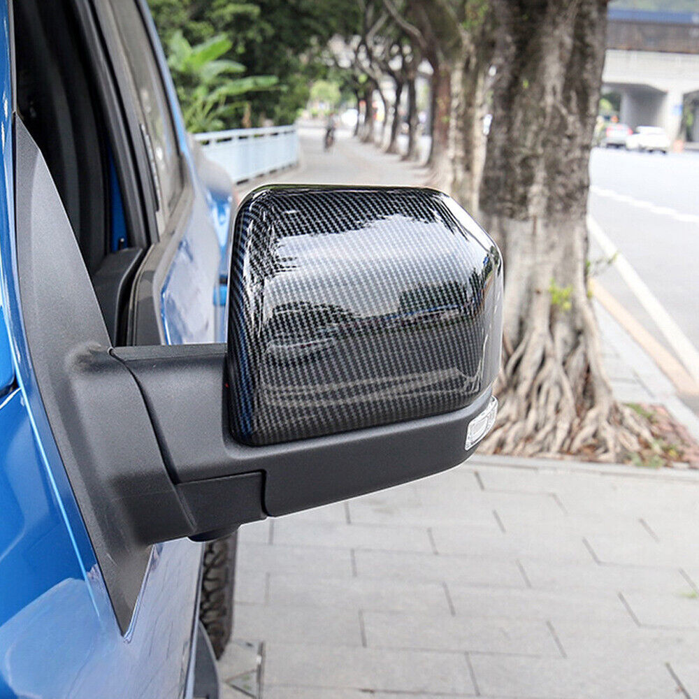 Carbon fiber car rearview mirror cover trim for Ford F150 F-150 2015 - 2019