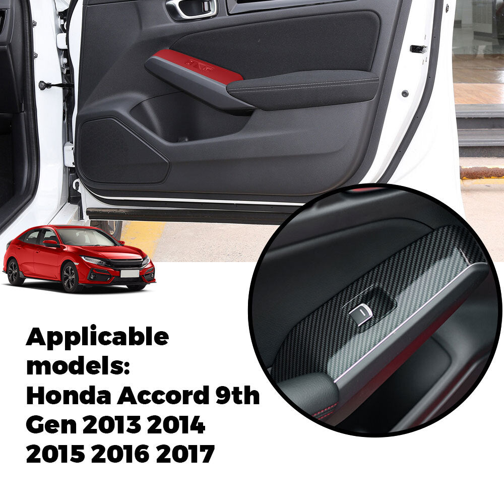 4x Carbon Fiber Pattern Window Switch Cover Trim for Honda for Civic 11th Gen 2022+
