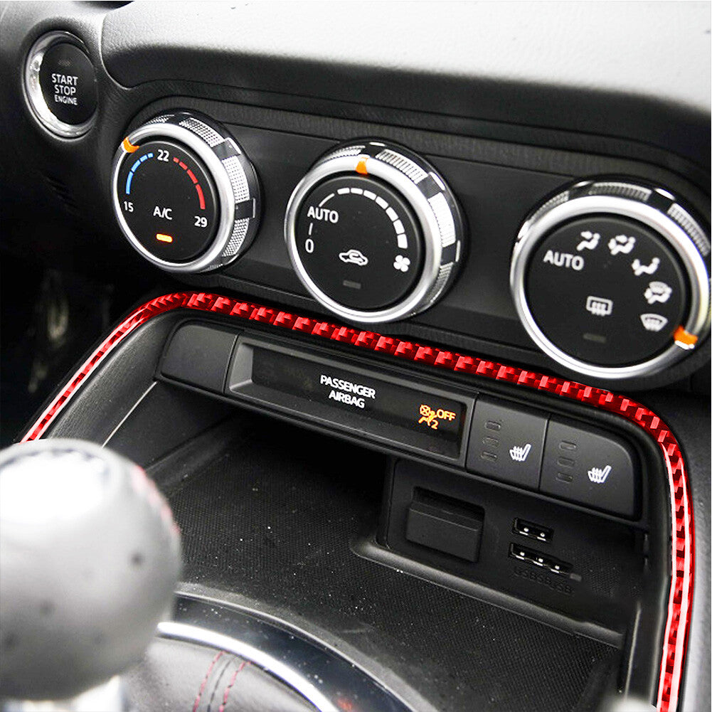 Interior Central AC Lower Frame Carbon Fiber Trim for Mazda MX-5 Miata 16-20 Red