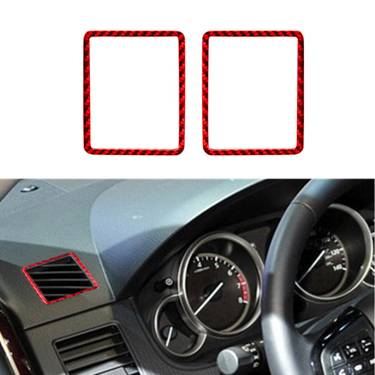2X Red Carbon Fiber Dashboard Air Vent Outlet Cover Trim for Mazda CX-9 2010-15