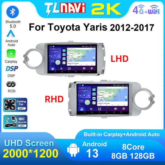 for Toyota Yaris GPS Navigation Car Radio Auto Multimedia Player Carplay Screen