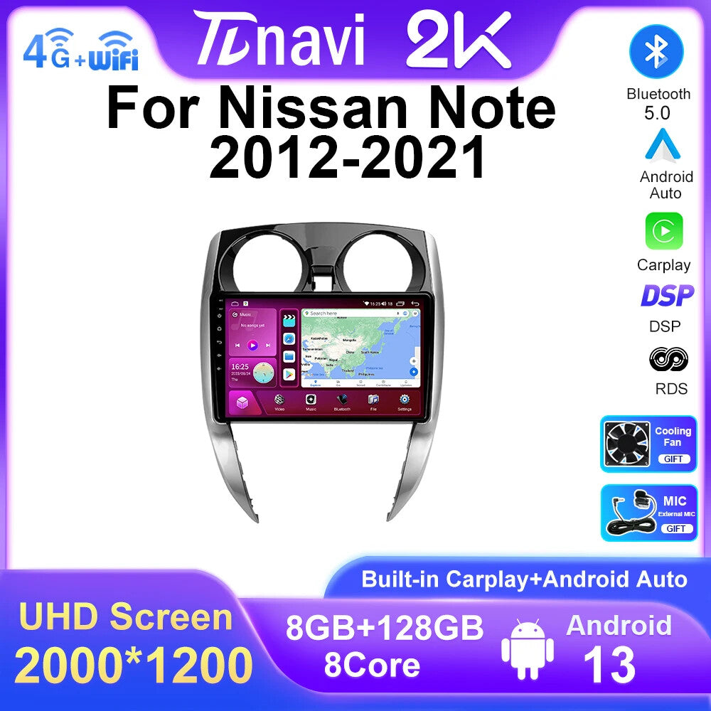 for Nissan Note 2012-2021 Android Car Radio Stereo GPS Multimedia Video Player