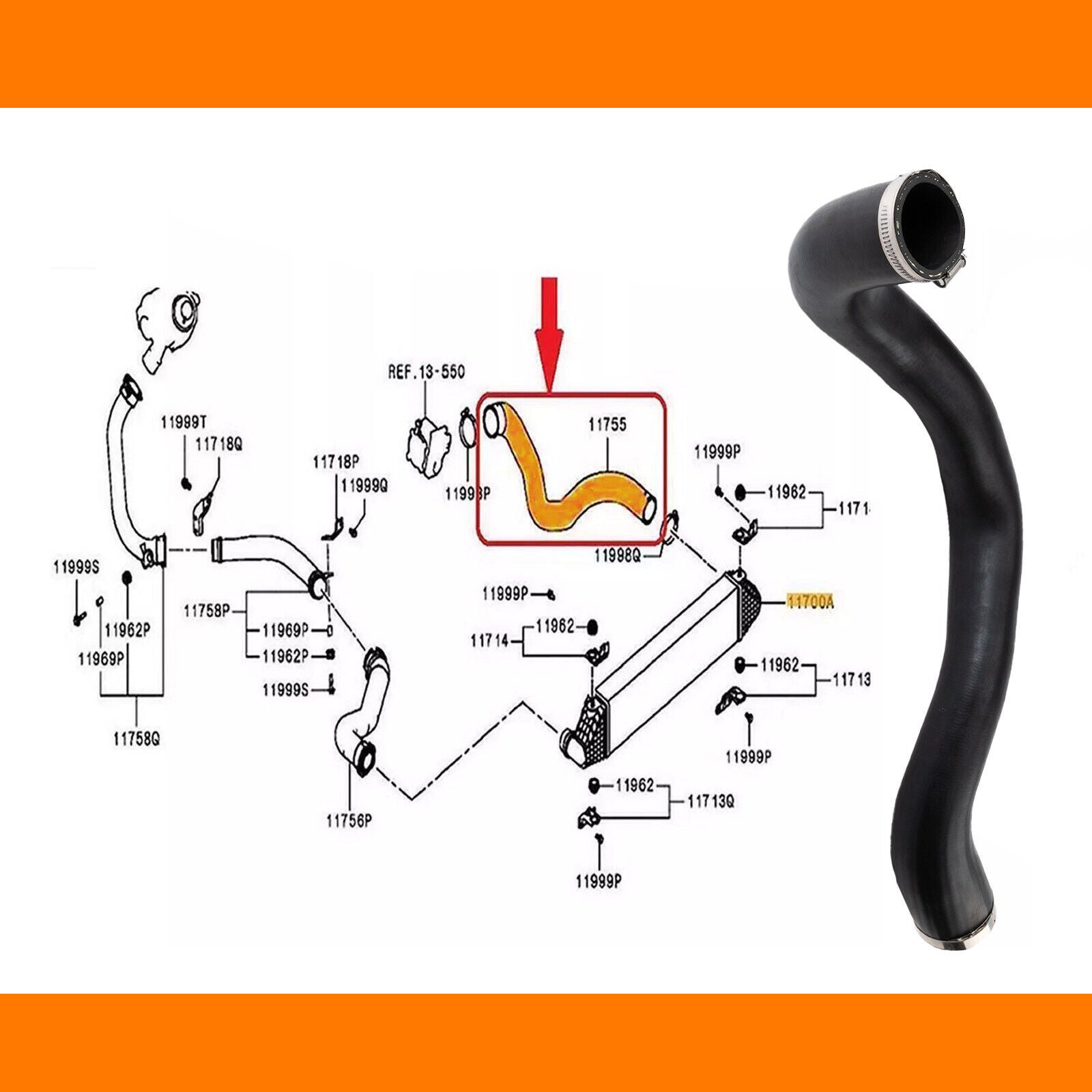 for Mitsubishi Outlander 2.2Di D 1505B318 1505A568 Turbo Intercooler Hose Pipe