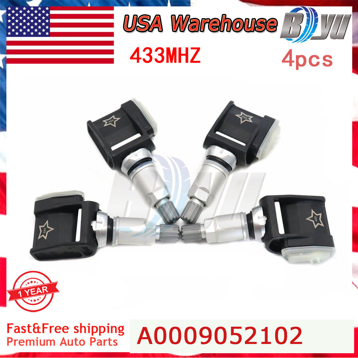 4X A0009052102 Tire Pressure Sensor for Mercedes-Benz E-Class CLS W213 433MHz