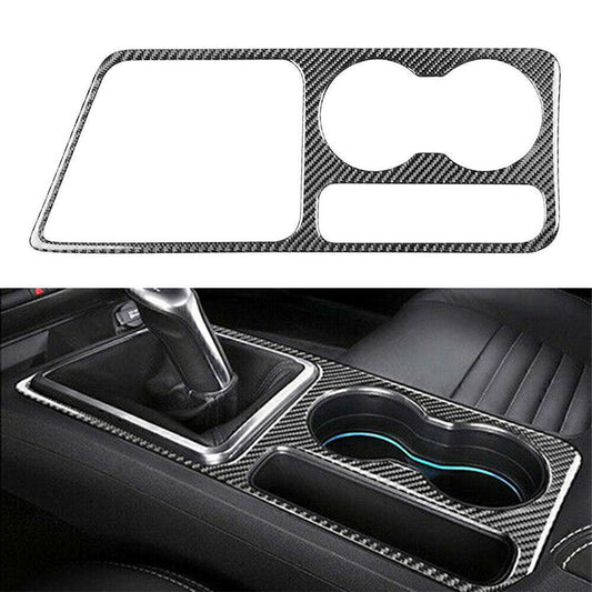 Carbon Fiber Console Water Cup Holder Panel Cover Fit for Dodge for Challenger 2008-14