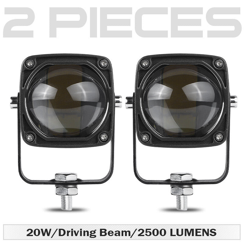 2x Square LED Work Light 2in Cube Pods Driving Spot Fog Offroad SUV Yellow+White