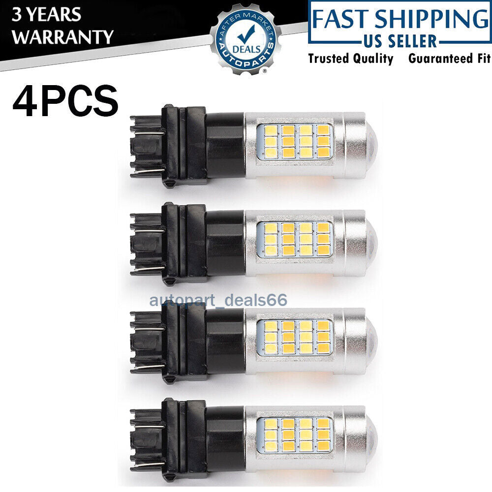 4X 3157 3156 LED Turn Signal DRL Light Bulbs Switchback 4157na 3457a White Amber