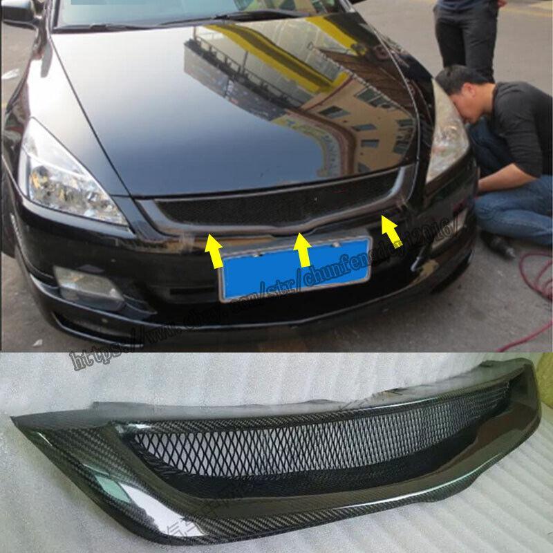 for Honda Accord 7th 2003-2007 Real Carbon Fiber Front Bumper Grille Honeycomb