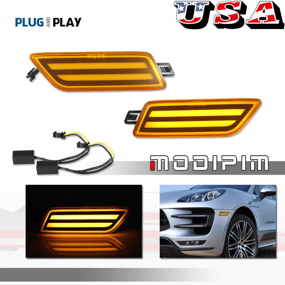 Suitable for 14-24 for Porsche Macan 95B Amber LED Yellow Turn Signal Side Marker Lights