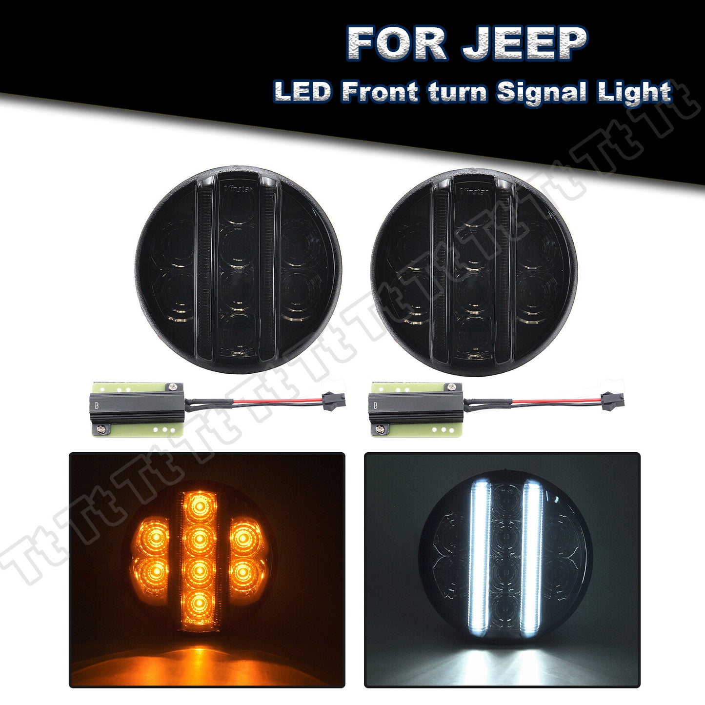 Smoked front LED turn signals and parking lights suitable for 2007-2017 for Jeep for Wrangler JK